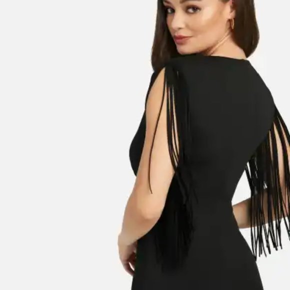 NEW WITH TAGS BEBE FESTIVAL FRINGE KNIT DRESS XXS - Picture 4 of 10